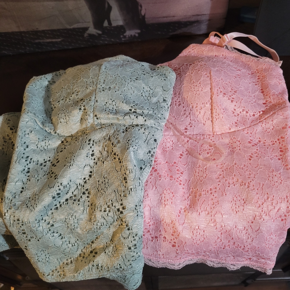Bundle* 2 No Boundaries Lace Tank Tops - Minty Blue & Pink NWT Size XXL